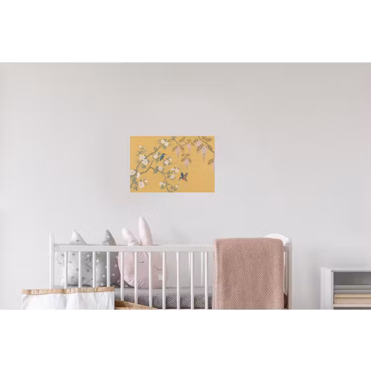 IJsvogels - Bloesem - Geel Muursticker klein -kinderkamer