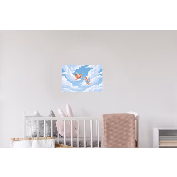 Engel - Vliegend - Klassiek - Blauw Muursticker klein -kinderkamer