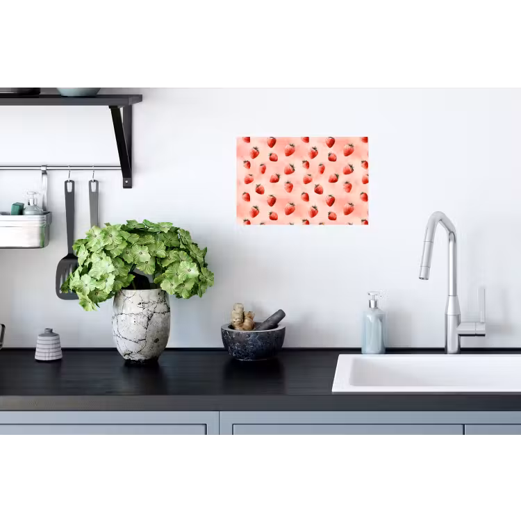 Aardbei - Patroon - Roze Muursticker klein 286 -keuken