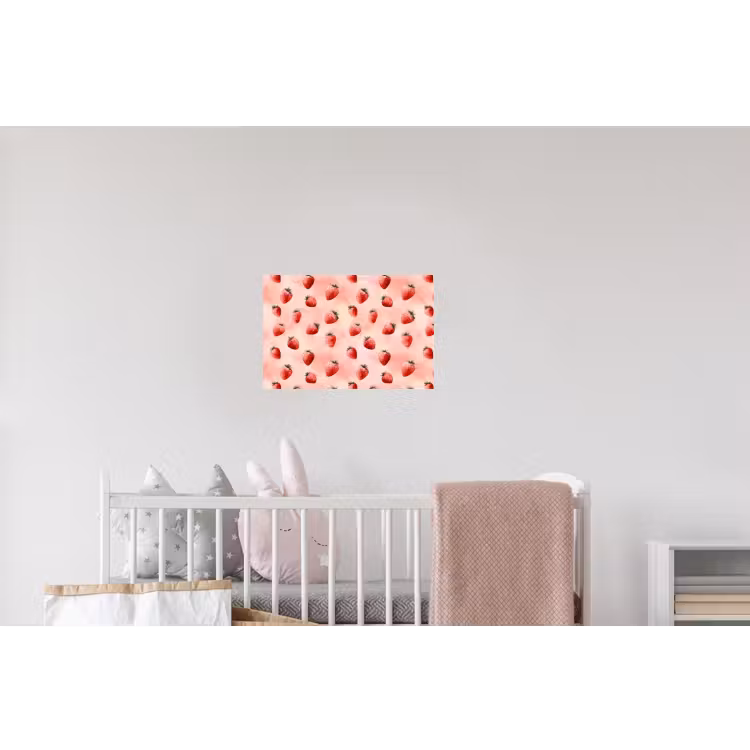 Aardbei - Patroon - Roze Muursticker klein 286 -kinderkamer