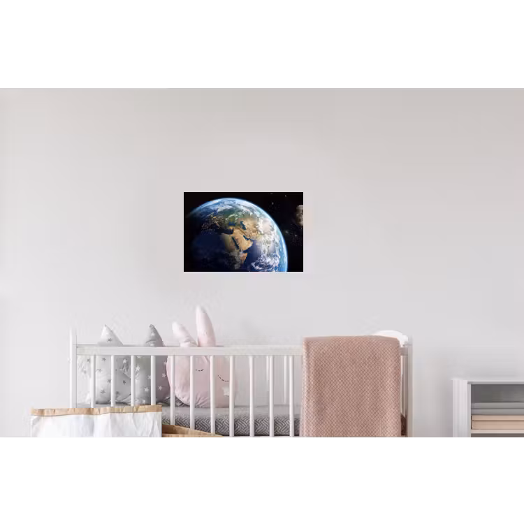 Aarde - Ruimte - Blauw - Groen Muursticker klein -kinderkamer