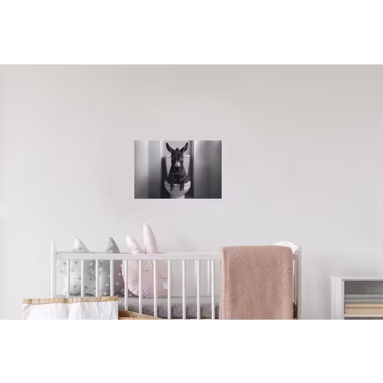 Ezel - Telefoon - Toilet - Zwart - Wit Muursticker klein -kinderkamer