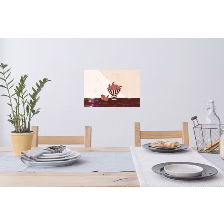 Eten - Schaal - Stilleven - Modern - Rood Muursticker klein -eettafel