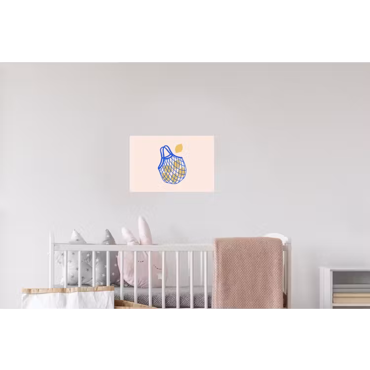 Eten - Citroen - Boodschappen - Abstract - Geel - Blauw Muursticker klein -kinderkamer