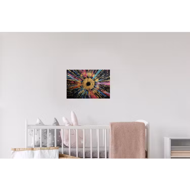 Explosie - Goud - Kleurrijk - Abstract Muursticker klein -kinderkamer