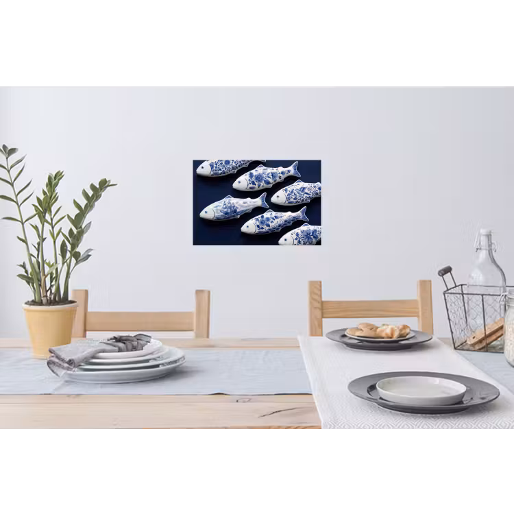 Vissen - Delfts - Blauw - Keramiek Muursticker klein -eettafel