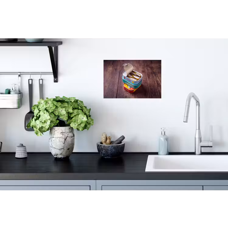 Wandtattoo – Fisch – Dosen – Küche - Vis - Blikjes - Keuken Muursticker klein