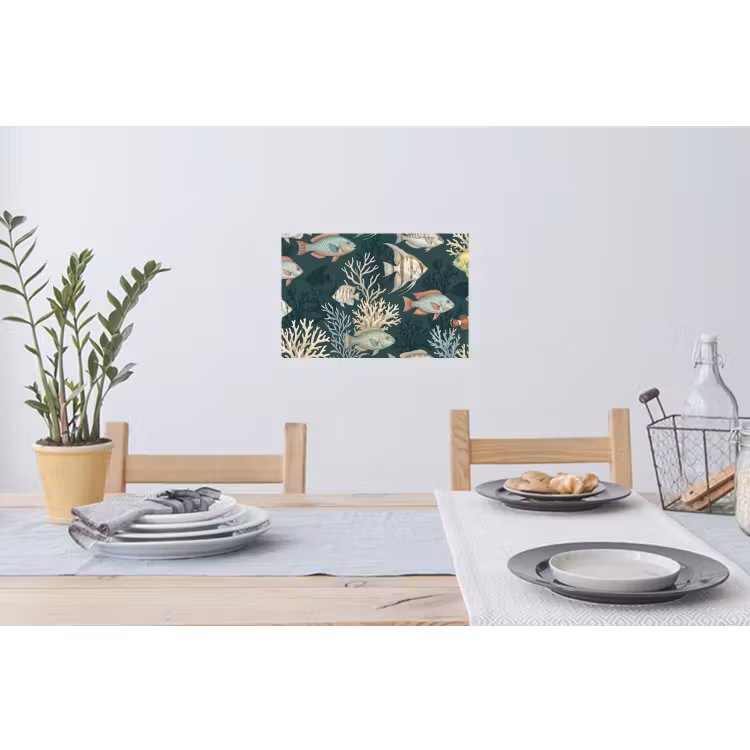 Vis - Koraal - Onderwater - Illustratie Muursticker klein -eettafel