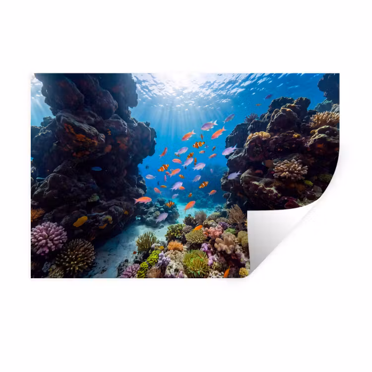 Vis - Koraalrif - Onderwater - Levendig - Blauw Muursticker klein -3d