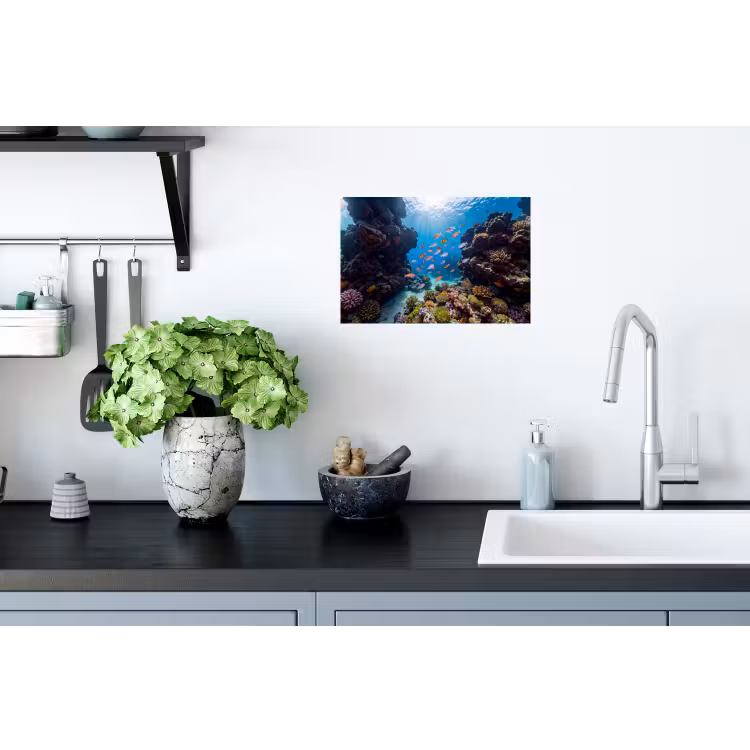 Vis - Koraalrif - Onderwater - Levendig - Blauw Muursticker klein -keuken