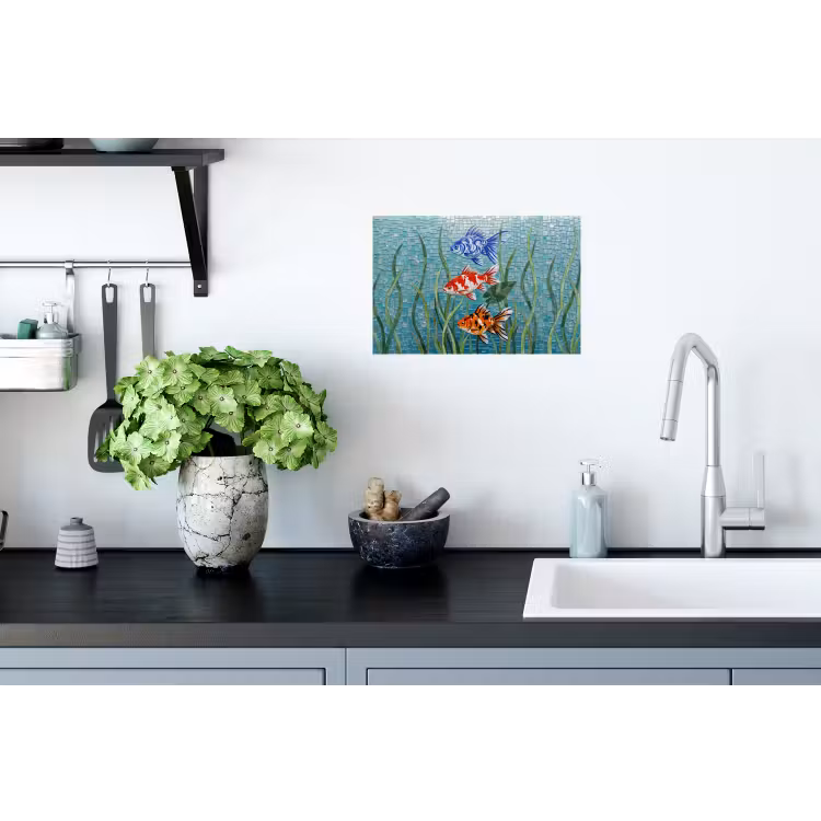 Vis - Mozaïek - Onderwater - Kleurrijk - Dieren Muursticker klein -keuken