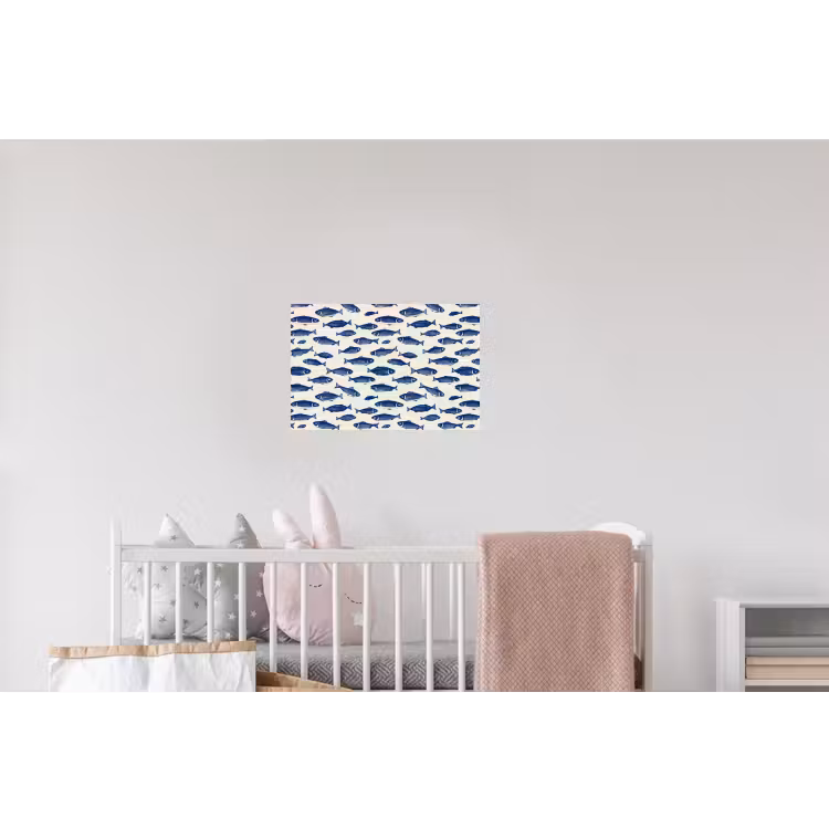Vissen - Patroon - Blauw - Wit Muursticker klein 286 -kinderkamer