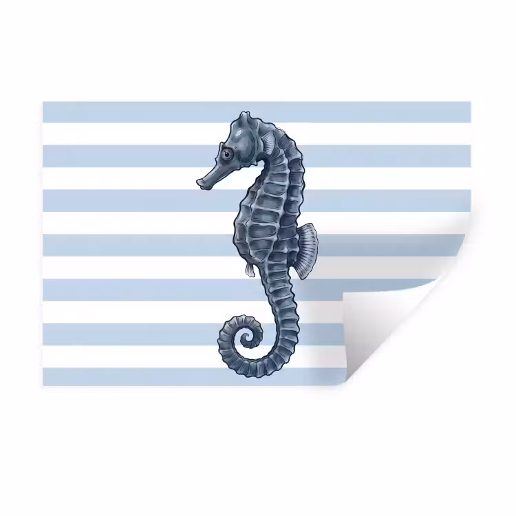 Vis - Oceaan - Illustratie - Blauw - Strepen Muursticker klein -3d