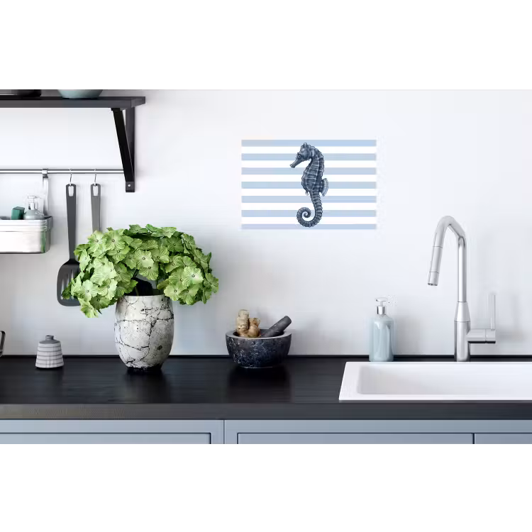 Vis - Oceaan - Illustratie - Blauw - Strepen Muursticker klein -keuken