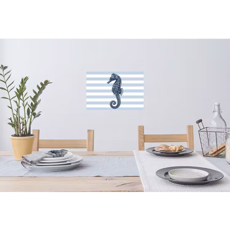 Vis - Oceaan - Illustratie - Blauw - Strepen Muursticker klein -eettafel