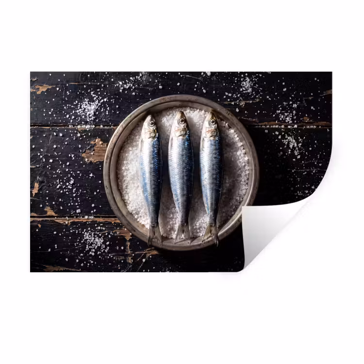 Wandtattoo – Fisch – Salz – Essen - Vis - Zout - Eten Muursticker klein