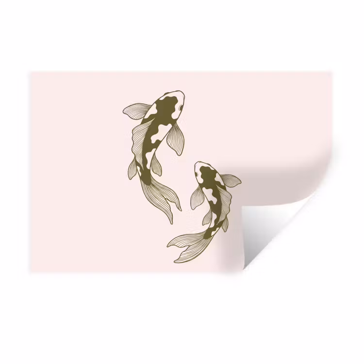 Vis - Zwemmend - Groen - Abstract - Dieren Muursticker klein -3d
