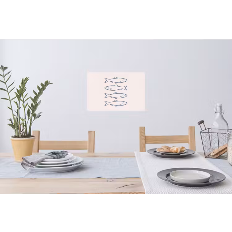 Vis - Vier - Dieren - Abstract - Blauw Muursticker klein -eettafel