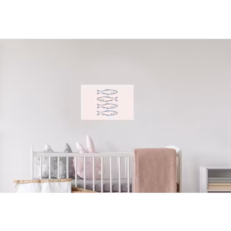 Vis - Vier - Dieren - Abstract - Blauw Muursticker klein -kinderkamer