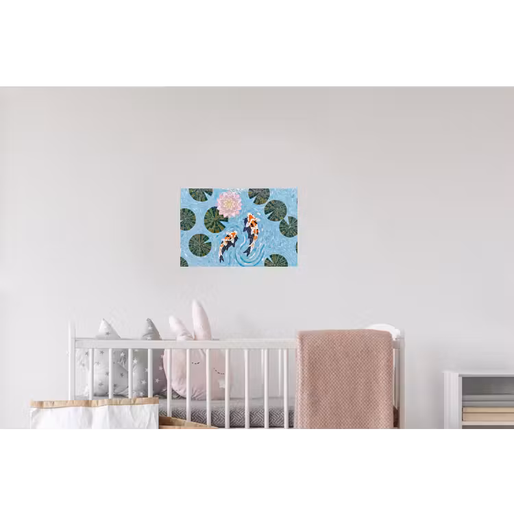 Vis - Water - Natuur - Mozaïek - Blauw Muursticker klein -kinderkamer