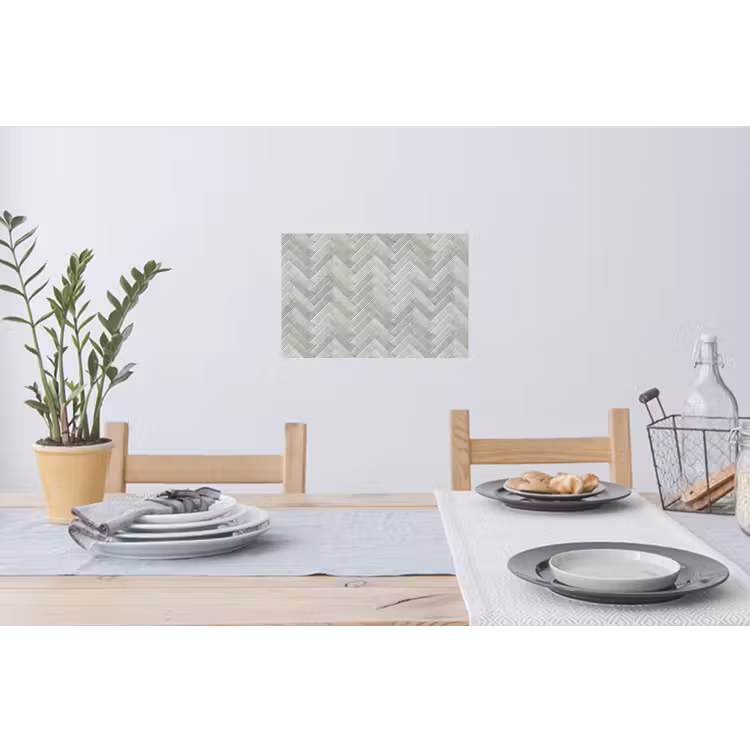 Visgraat - Wandtegel - Grijs Muursticker klein 286 -eettafel
