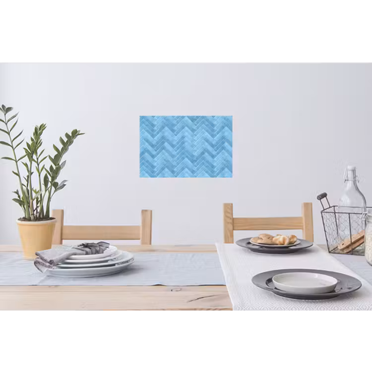 Visgraat - Wandtegel - Lichtblauw Muursticker klein 286 -eettafel