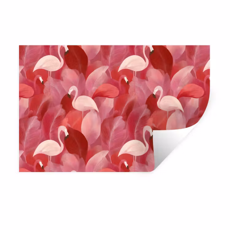 Flamingo - Botanisch - Elegant - Roze - Rood Muursticker klein 286 -3d