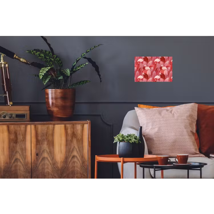 Flamingo - Botanisch - Elegant - Roze - Rood Muursticker klein 286 -kamerbank