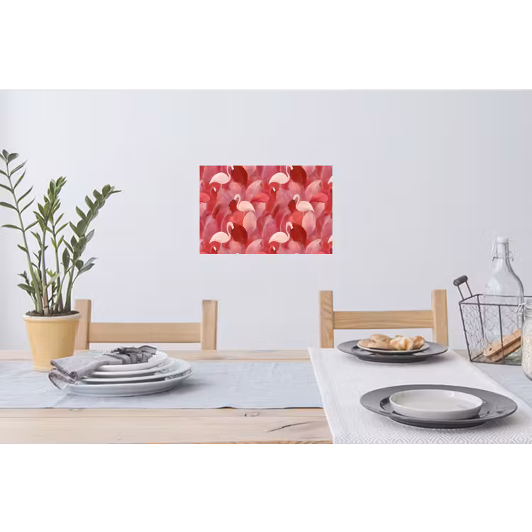 Flamingo - Botanisch - Elegant - Roze - Rood Muursticker klein 286 -eettafel