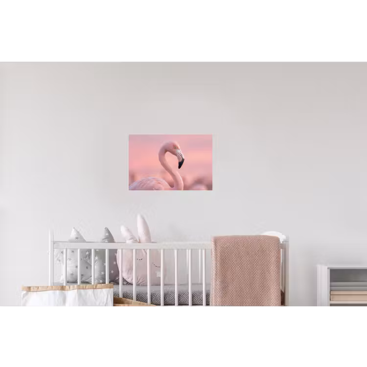 Flamingo - Portret - Roze Muursticker klein -kinderkamer