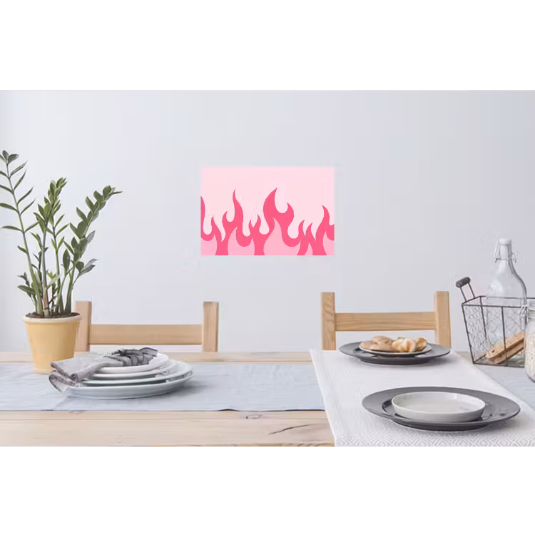 Vlammen - Patroon - Abstract - Modern - Roze Muursticker klein -eettafel