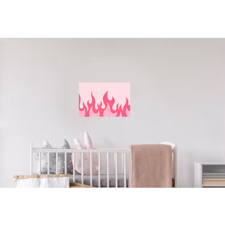 Vlammen - Patroon - Abstract - Modern - Roze Muursticker klein -kinderkamer