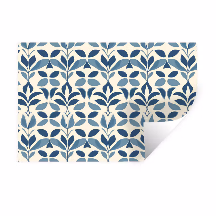 Flora - Modern - Blauw Muursticker klein 286 -3d