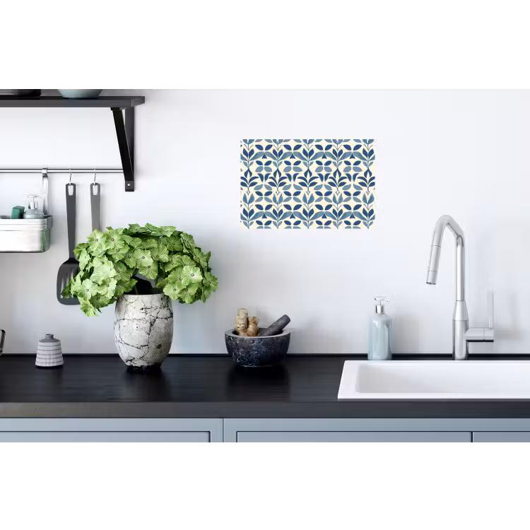 Flora - Modern - Blauw Muursticker klein 286 -keuken