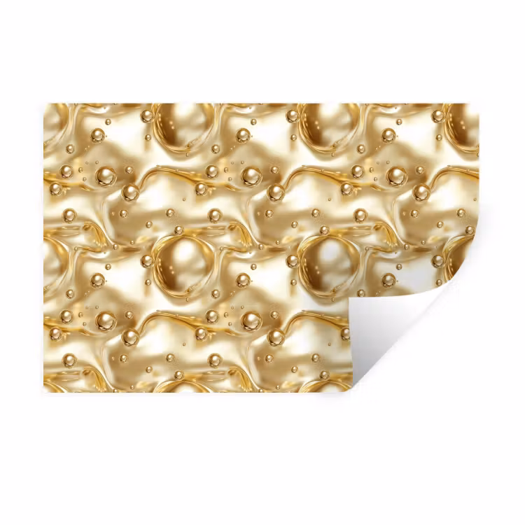 Vloeibaar - Druppels - Goud Muursticker klein 286 -3d