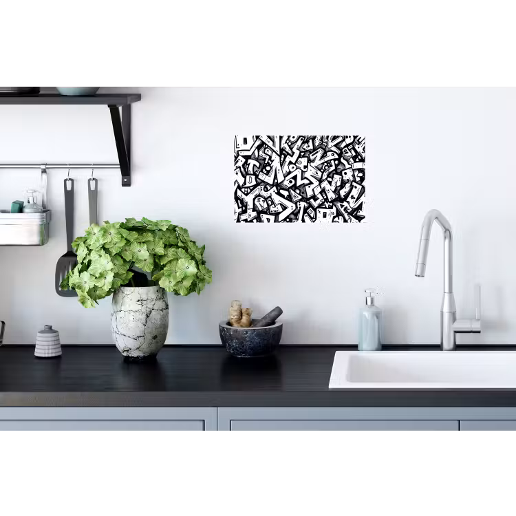 Vormen - Letters - Graffiti - Zwart Muursticker klein -keuken