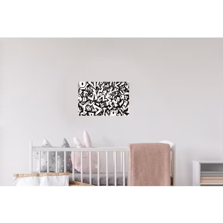 Vormen - Letters - Graffiti - Zwart Muursticker klein -kinderkamer