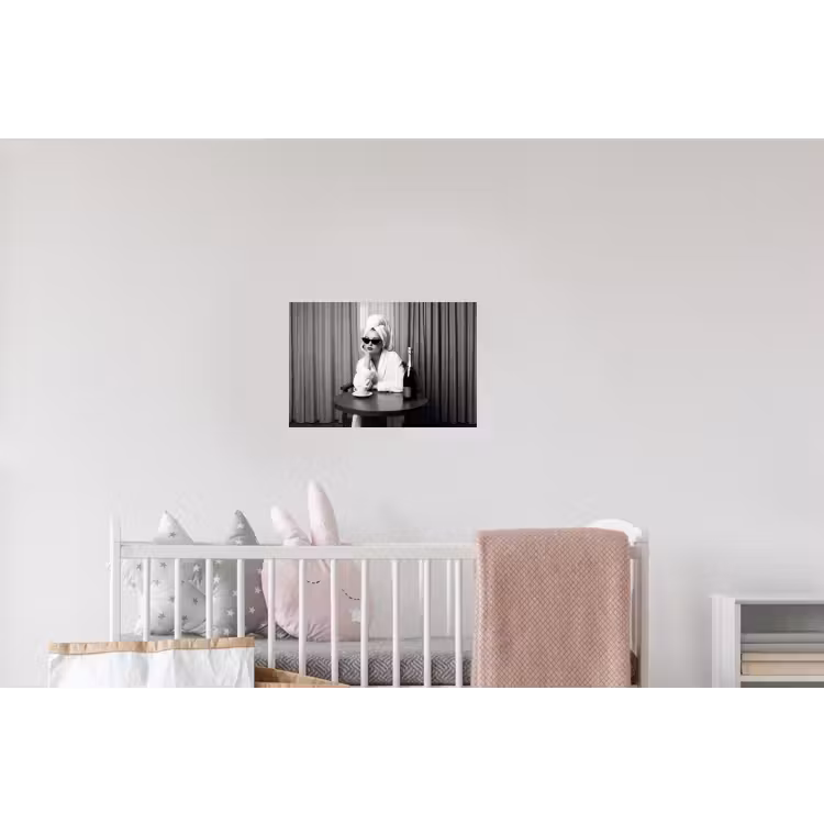 Vrouw - Bubbels - Zwart - Wit Muursticker klein -kinderkamer
