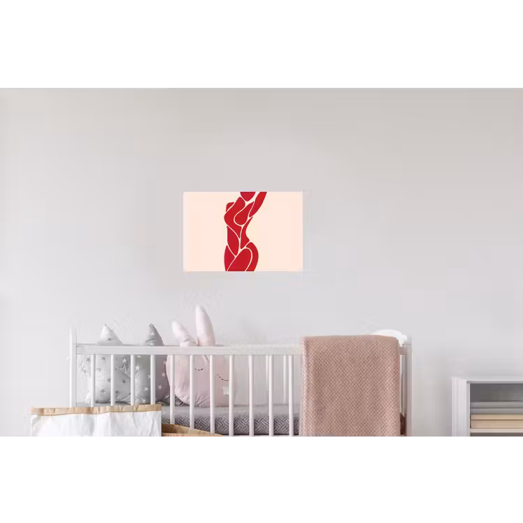Vrouw - Figuur - Abstract - Modern - Rood Muursticker klein -kinderkamer