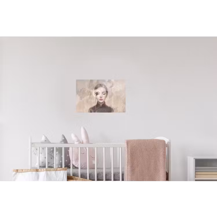 Vrouw - Sereen - Grijs Muursticker klein -kinderkamer