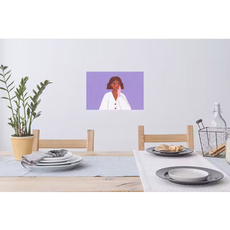 Vrouw - Gezicht - Mensen - Abstract - Kleurrijk Muursticker klein -eettafel
