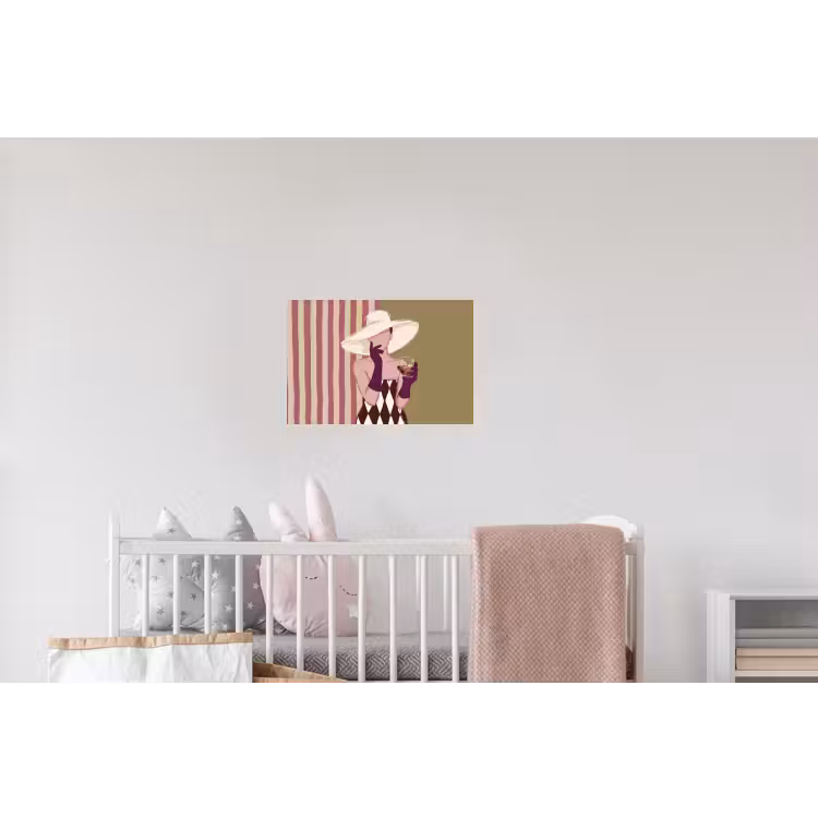 Vrouw - Hoed - Mode - Abstract - Kleurrijk Muursticker klein -kinderkamer