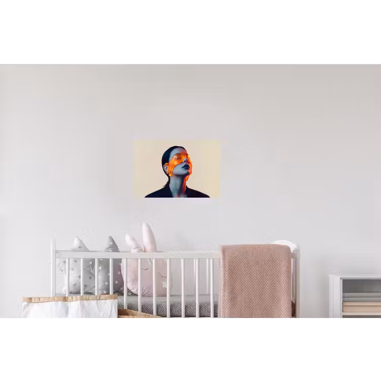 Vrouw - Oranje - Abstract - Modern - Kleurrijk Muursticker klein -kinderkamer
