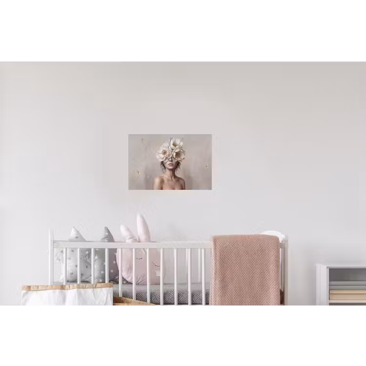 Vrouw - Pioenroos - Wit Muursticker klein -kinderkamer
