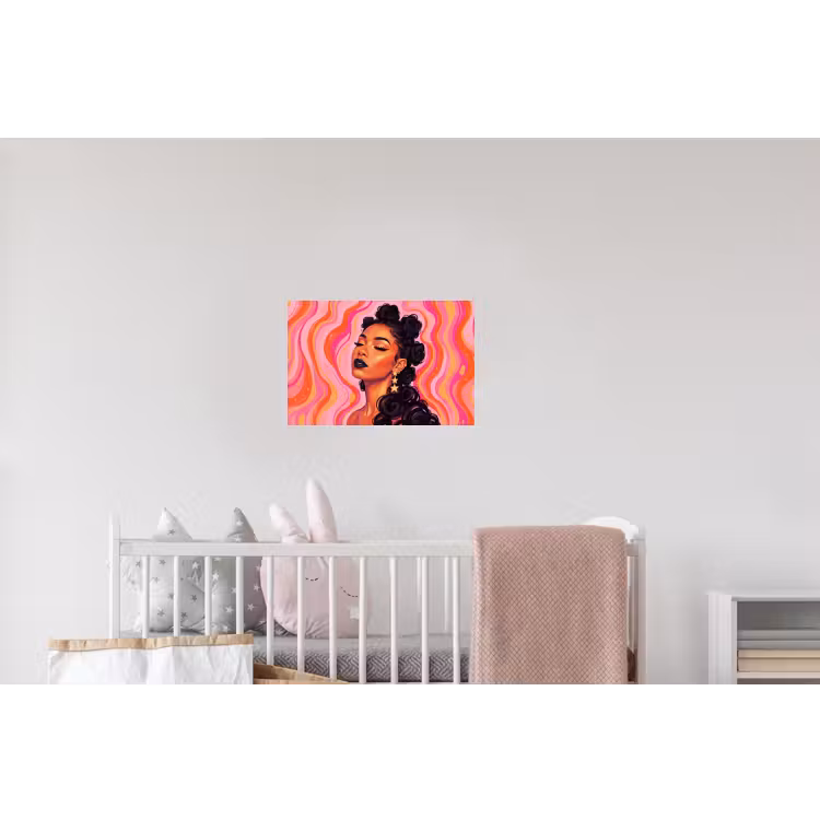 Vrouw - Portret - Abstract - Kleurrijk - Roze Muursticker klein -kinderkamer