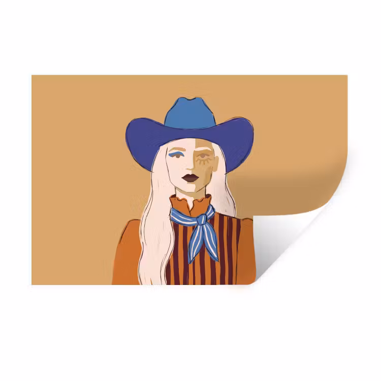 Vrouw - Portret - Abstract - Kleurrijk - Modern Muursticker klein -3d