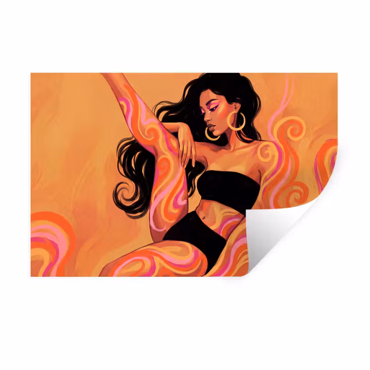 Vrouw - Portret - Abstract - Modern - Kleurrijk Muursticker klein -3d