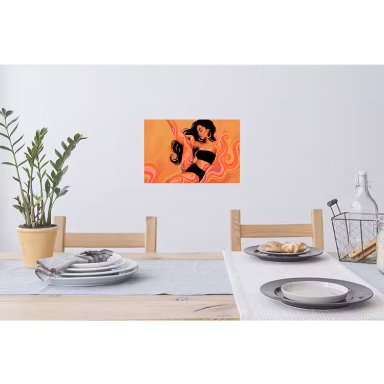 Vrouw - Portret - Abstract - Modern - Kleurrijk Muursticker klein -eettafel