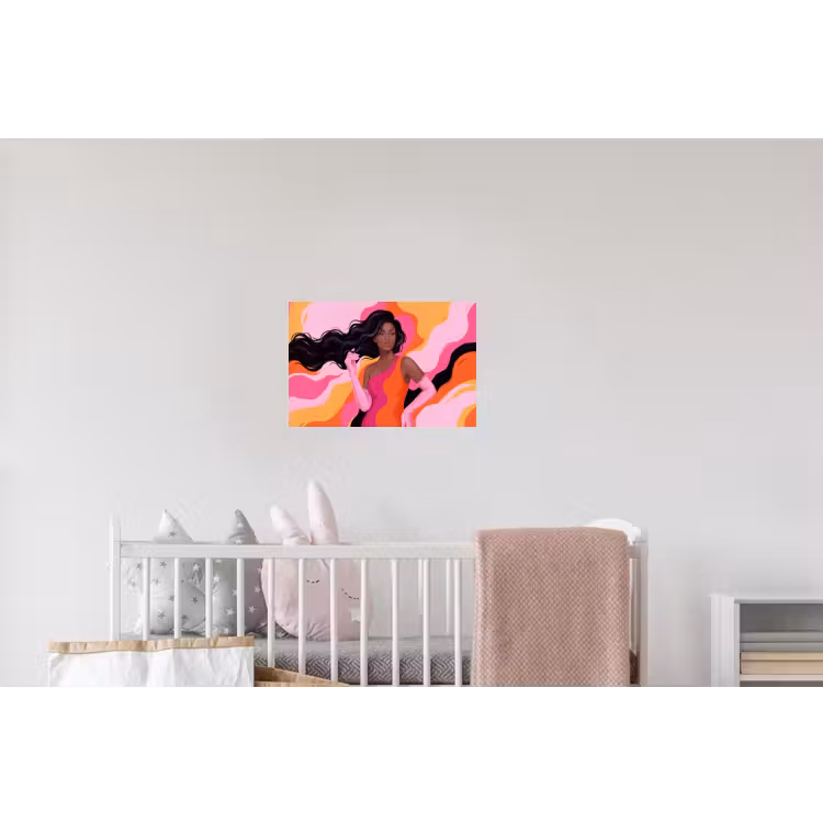 Vrouw - Portret - Kleurrijk - Modern - Kunst Muursticker klein -kinderkamer