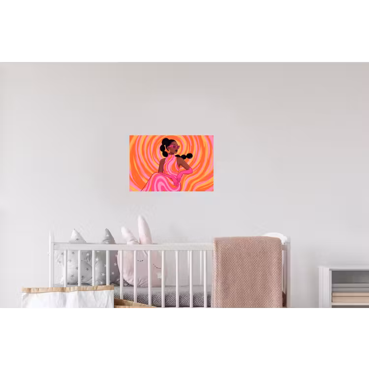 Vrouw - Portret - Kunst - Abstract - Roze Muursticker klein -kinderkamer